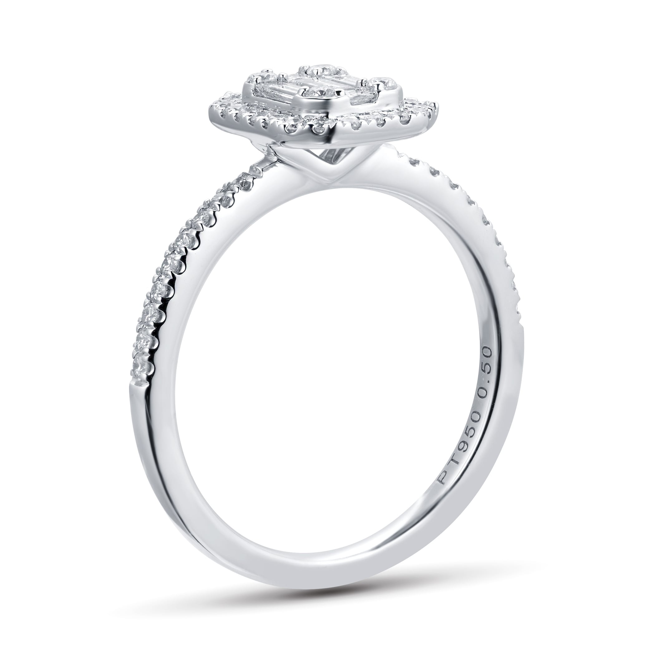 Goldsmiths Platinum 0.50cttw Mixed Cluster Diamond Ring - Ring Size N