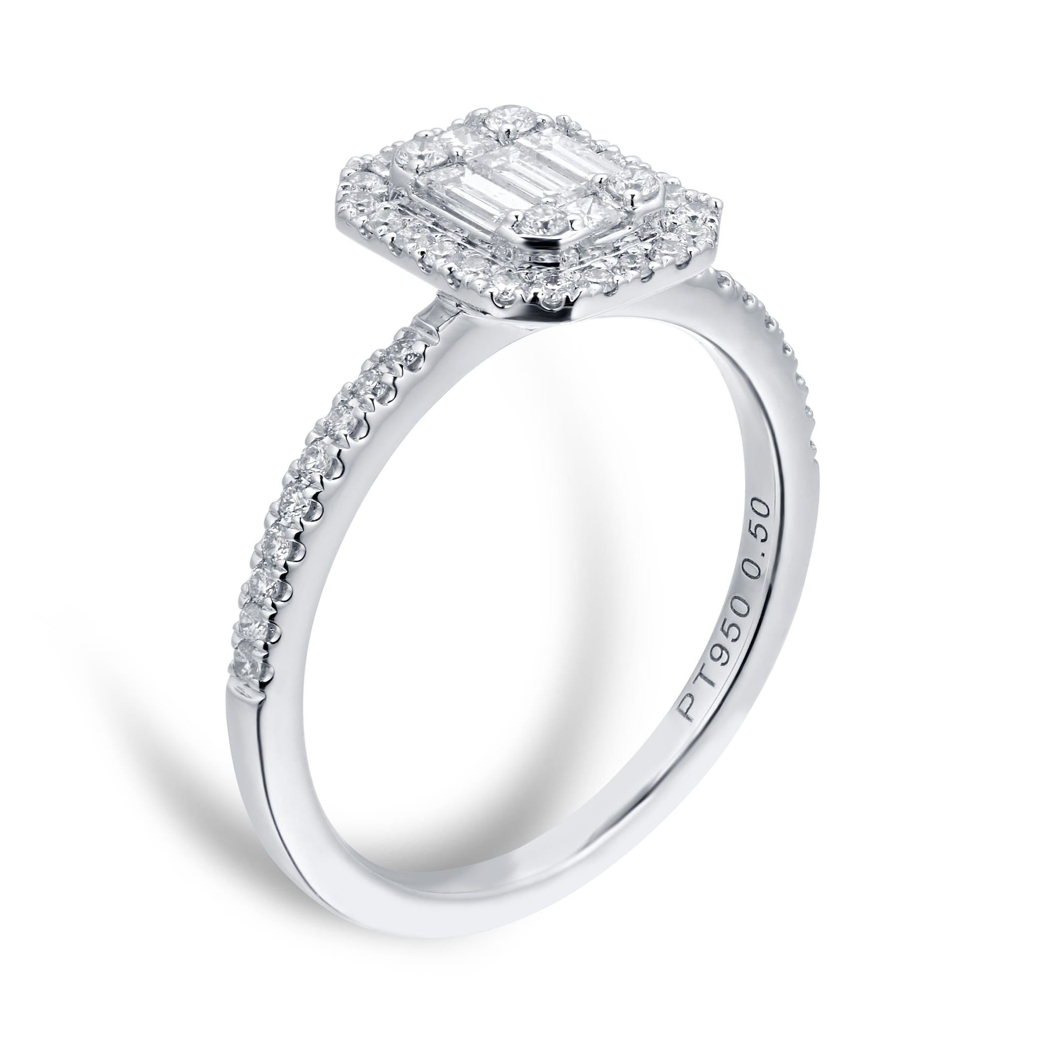 Goldsmiths Platinum 0.50cttw Mixed Cluster Diamond Ring - Ring Size N