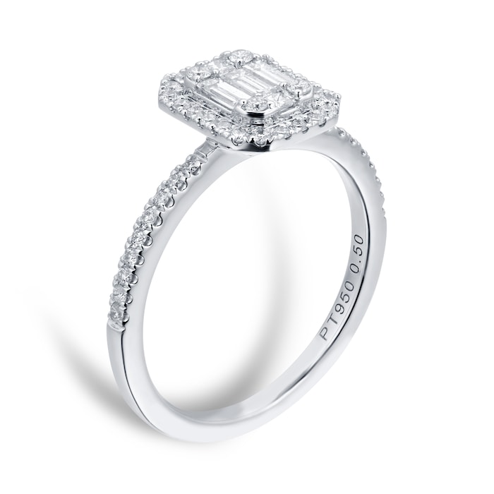 Goldsmiths Platinum 0.50cttw Mixed Cluster Diamond Ring