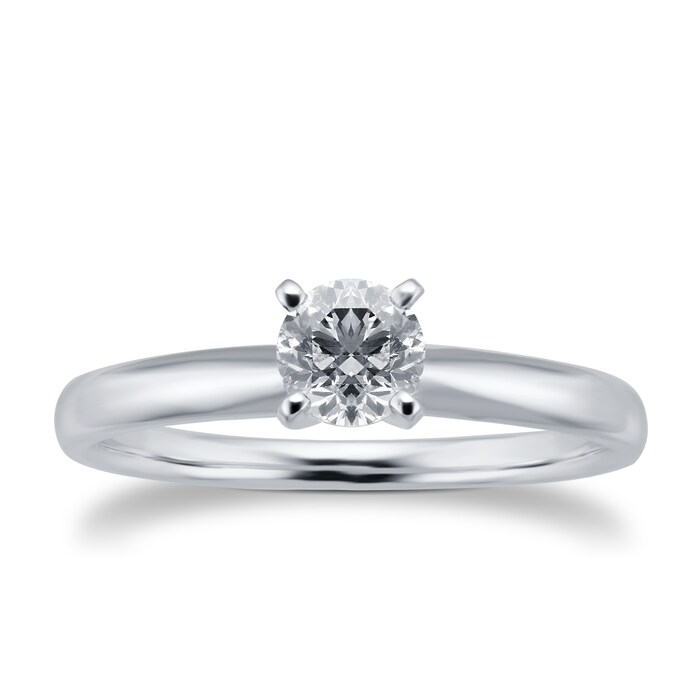 Goldsmiths 18ct White Gold 0.46ct Diamond Solitaire Ring - Ring Size N