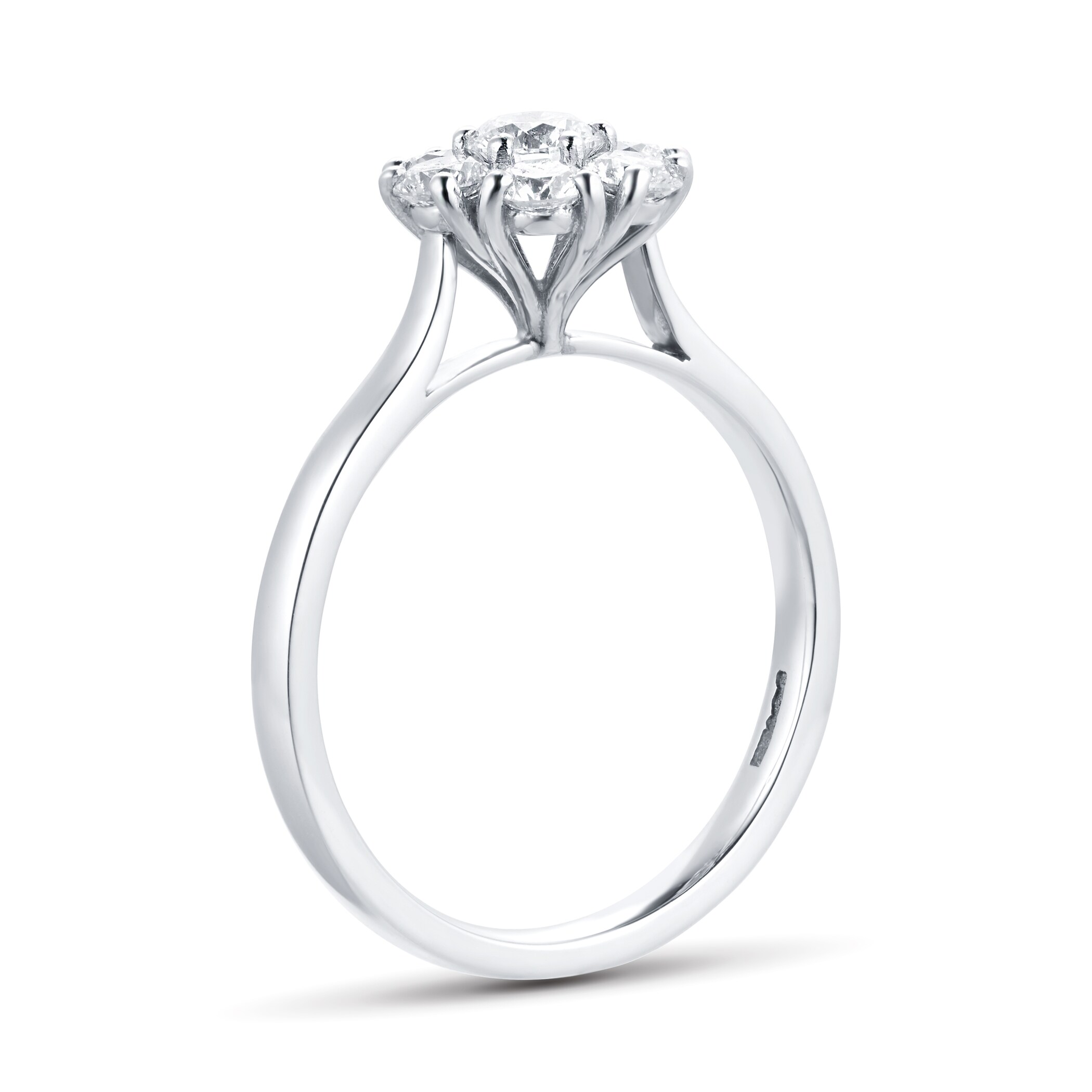 Goldsmiths Brilliant Cut 0.80 Carat Total Weight Diamond Flower Cluster Ring in Platinum