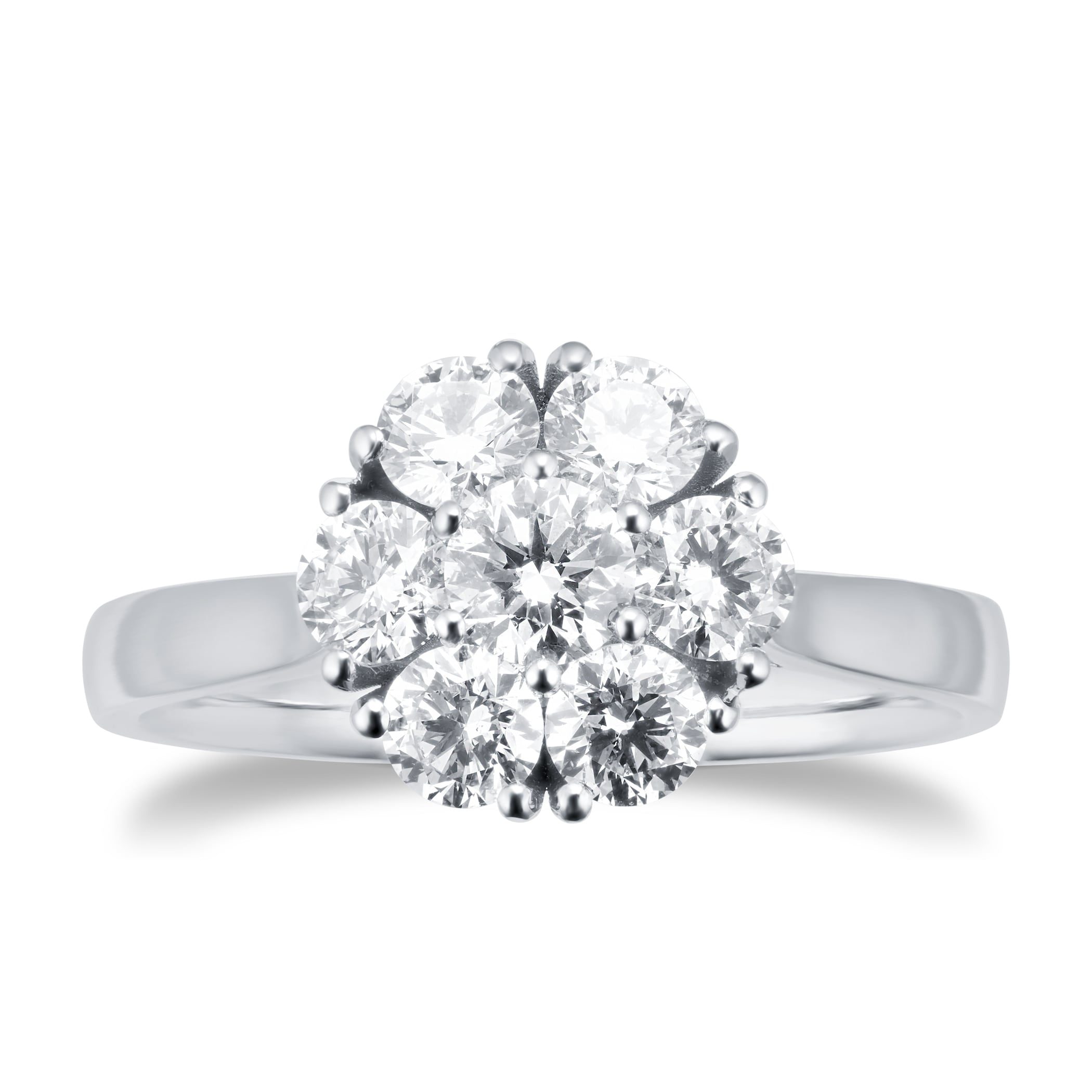 Goldsmiths Brilliant Cut 1.15 Carat Total Weight Diamond Flower Cluster Ring in Platinum Goldsmiths Brilliant Cut 1.15 Carat Total Weight Diamond Flower Cluster Ring in Platinum