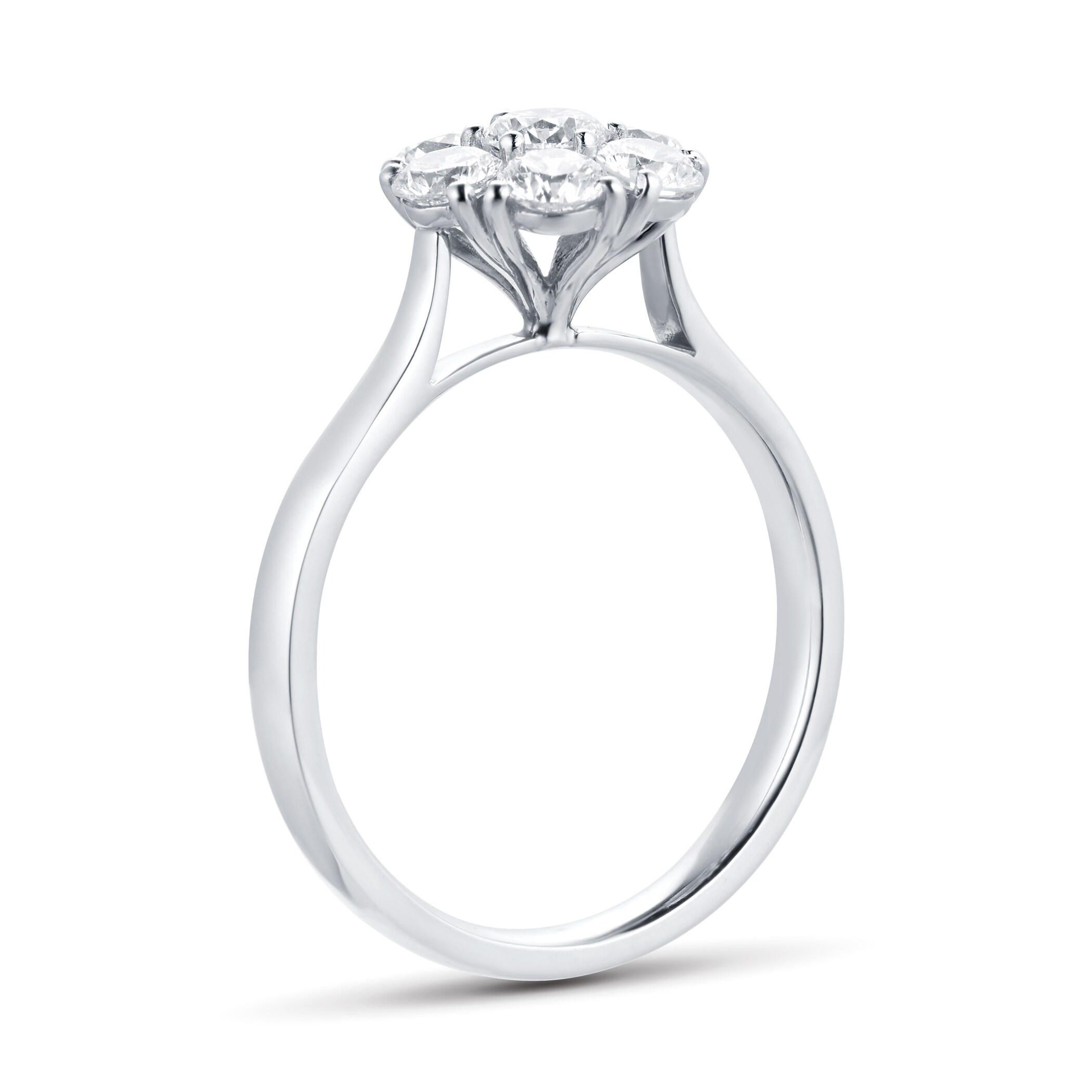 Goldsmiths Brilliant Cut 1.15 Carat Total Weight Diamond Flower Cluster Ring in Platinum Goldsmiths Brilliant Cut 1.15 Carat Total Weight Diamond Flower Cluster Ring in Platinum