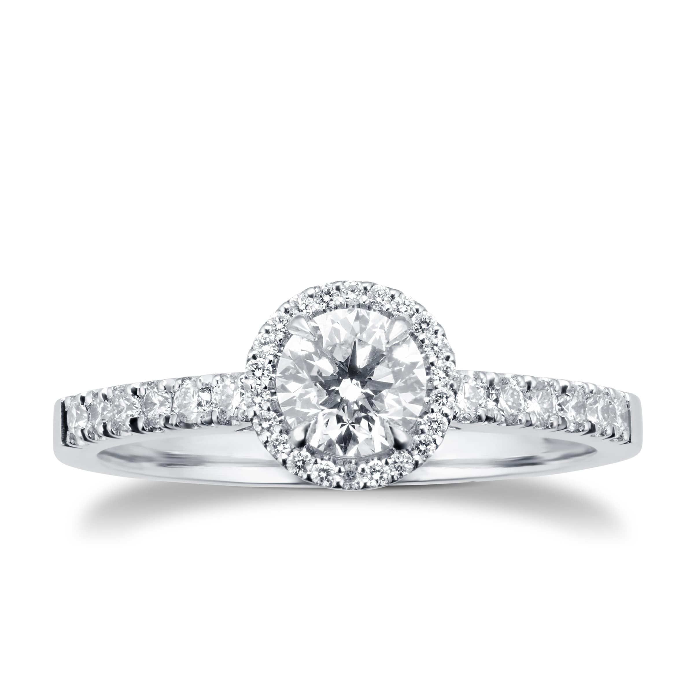 Platinum 0.72cttw Brilliant Cut Halo Diamond Engagement Ring - Ring Size N