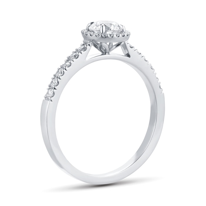 Goldsmiths Platinum 0.72cttw Brilliant Cut Halo Diamond Engagement Ring