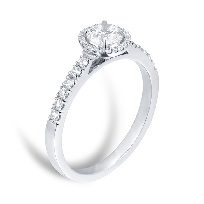Goldsmiths Platinum 0.72cttw Brilliant Cut Halo Diamond Engagement Ring