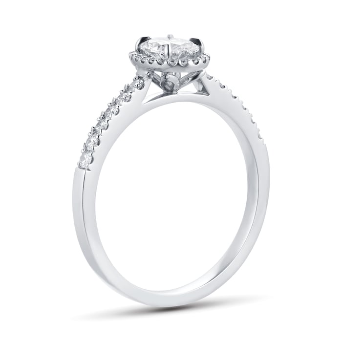 Goldsmiths Platinum 0.72ct Brilliant Cut Diamond Oval Cut Halo Ring