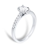Goldsmiths Platinum 0.72ct Brilliant Cut Diamond Oval Cut Halo Ring
