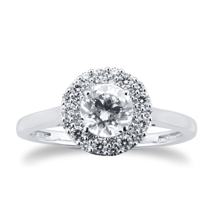 Goldsmiths 18ct White Gold 1.00cttw Diamond Halo Ring