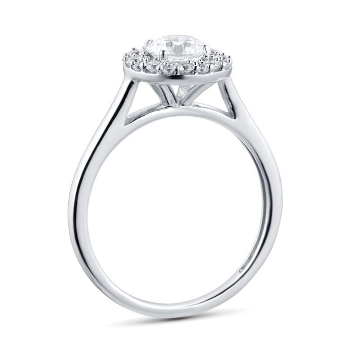 Goldsmiths 18ct White Gold 1.00cttw Diamond Halo Ring