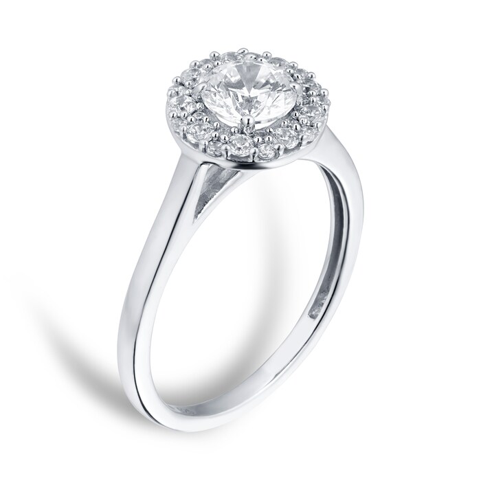 Goldsmiths 18ct White Gold 1.00cttw Diamond Halo Ring