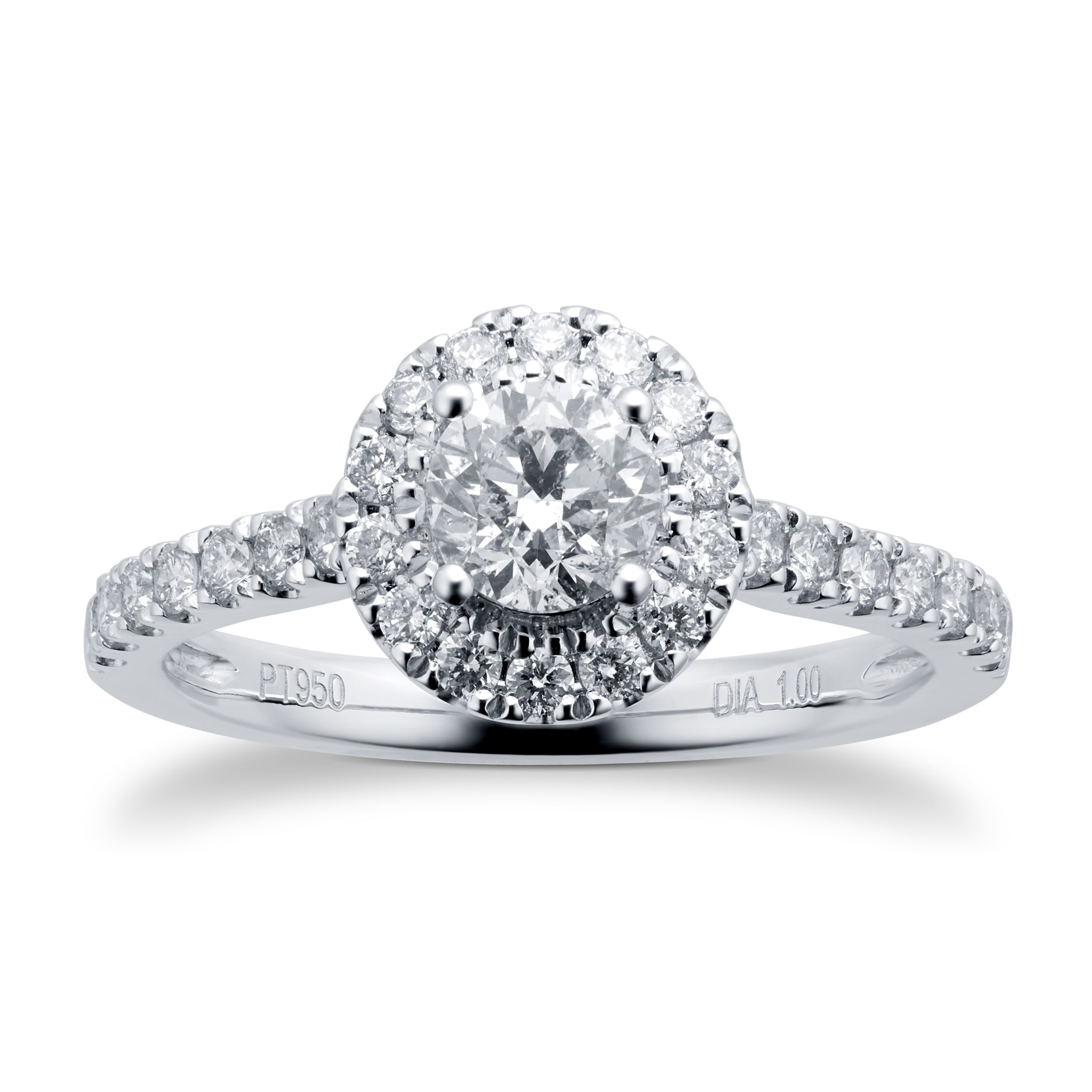 Platinum 1.00cttw Diamond Halo Ring - Ring Size Q