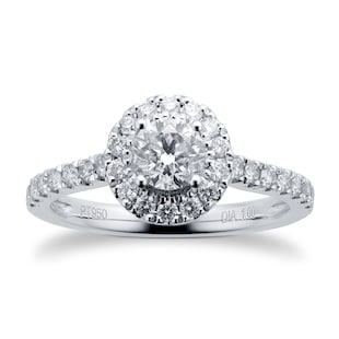 Goldsmiths Platinum 1.00cttw Diamond Halo Ring