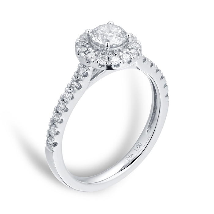 Goldsmiths Platinum 1.00cttw Diamond Halo Ring