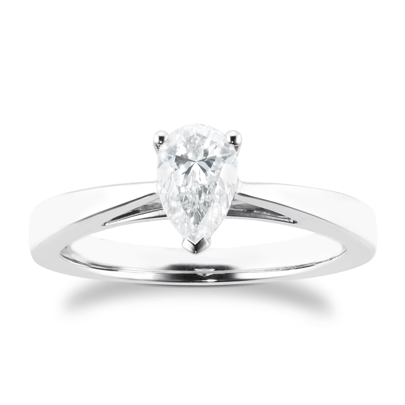 Platinum 0.50ct Pear Cut Solitaire Engagement Ring - Ring Size O