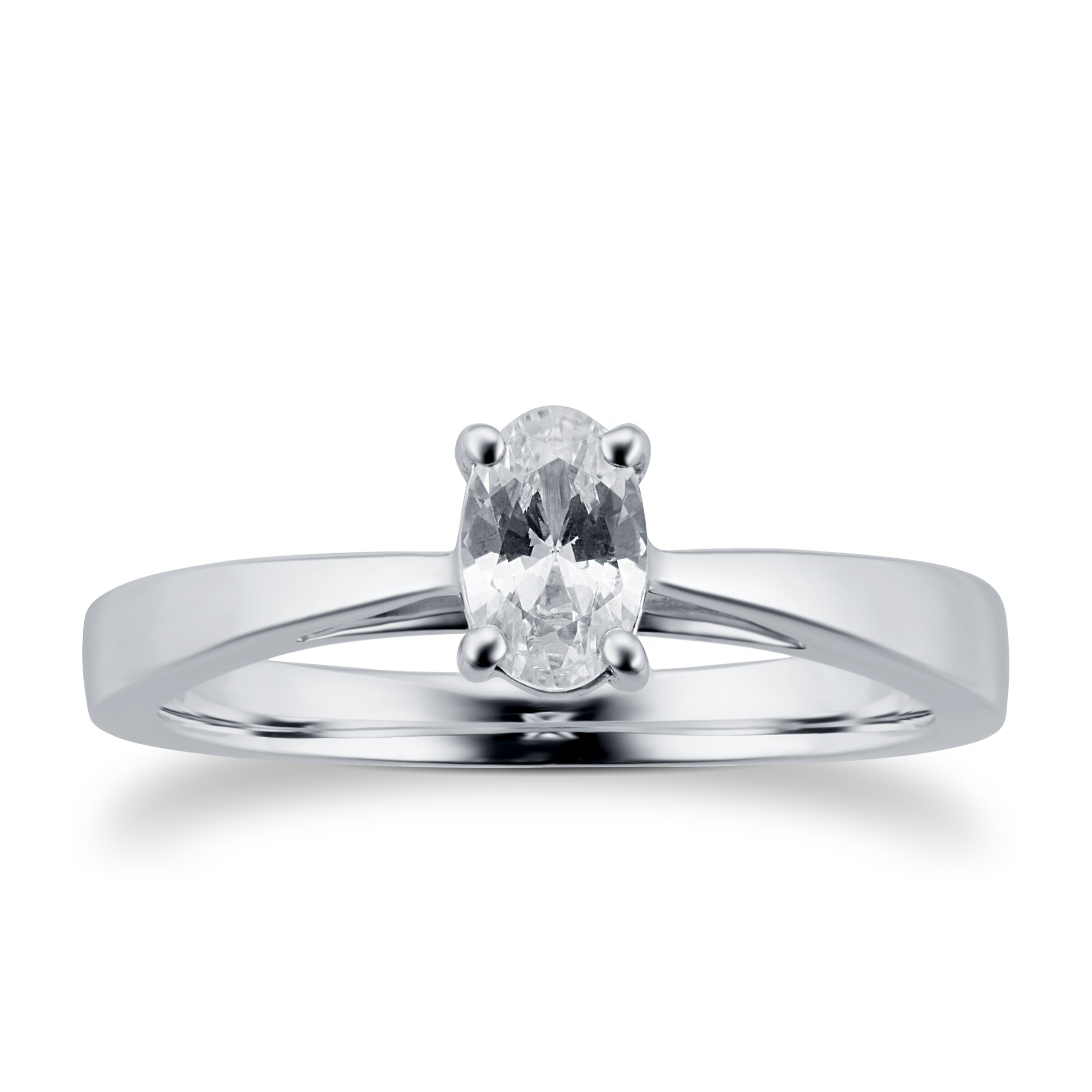 Platinum 0.50ct Oval Cut Solitaire Engagement Ring - Ring Size J