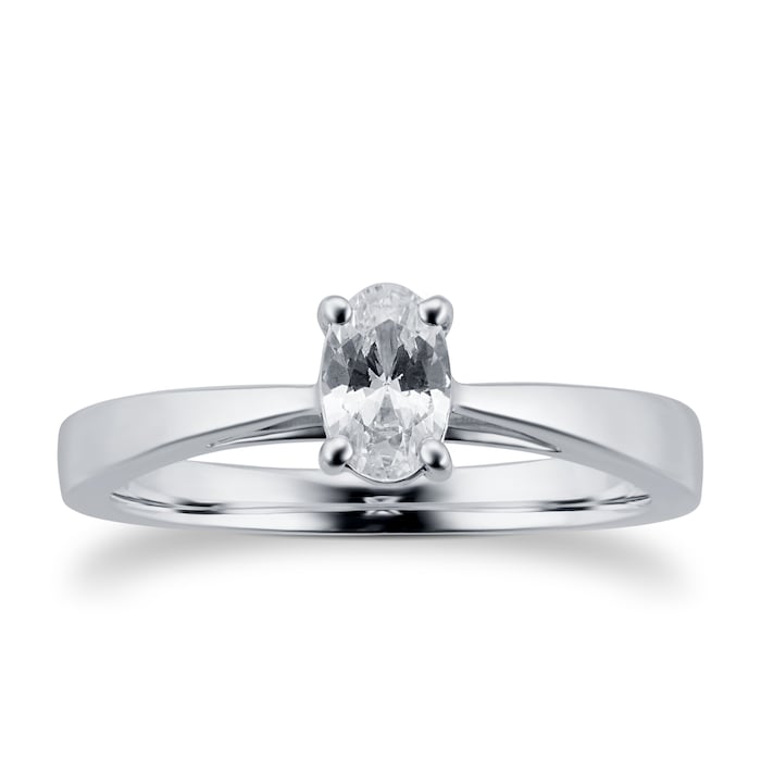 Goldsmiths Platinum 0.50ct Oval Cut Solitaire Engagement Ring