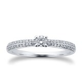 Goldsmiths 9ct White Gold 0.34cttw Solitaire Ring with Diamond Set Shoulders - Ring Size O