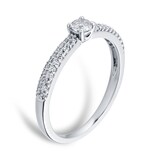 Goldsmiths 9ct White Gold 0.34cttw Solitaire Ring with Diamond Set Shoulders - Ring Size O