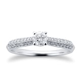 Goldsmiths 9ct White Gold 0.50ct Diamond Solitaire with Diamond Pave shoulders