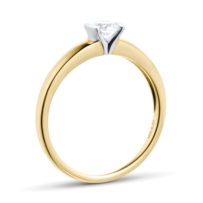 Goldsmiths 9ct Yellow Gold 0.30ct Half Bezel Solitaire Diamond Ring