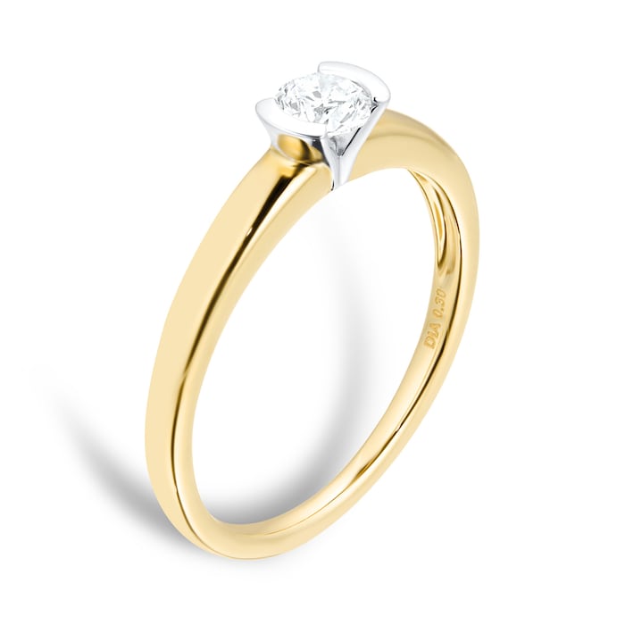 Goldsmiths 9ct Yellow Gold 0.30ct Half Bezel Solitaire Diamond Ring