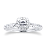 Goldsmiths 18ct White Gold 0.60cttw Diamond Princess Cut Halo Engagement Ring