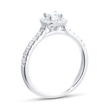 Goldsmiths 18ct White Gold 0.60cttw Diamond Princess Cut Halo Engagement Ring