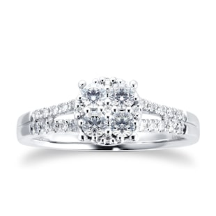 Goldsmiths 18ct White Gold 0.50cttw Diamond Round Cluster Engagement Ring
