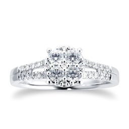 06018731 - 18ct White Gold 0.50cttw Diamond Round Cluster Engagement Ring