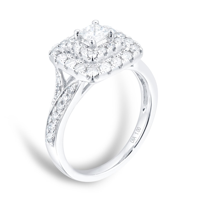 Goldsmiths Platinum 1.20cttw Princess Cut Bridal Set - Ring Size I