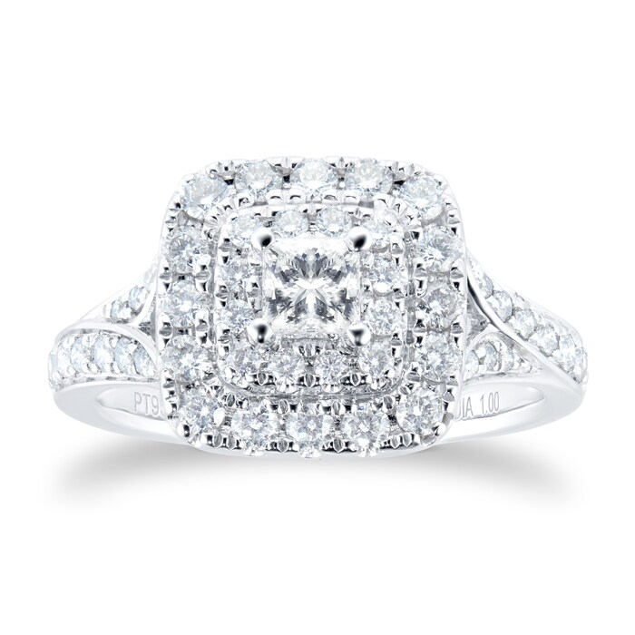 Goldsmiths Platinum 1.20cttw Princess Cut Bridal Set - Ring Size J