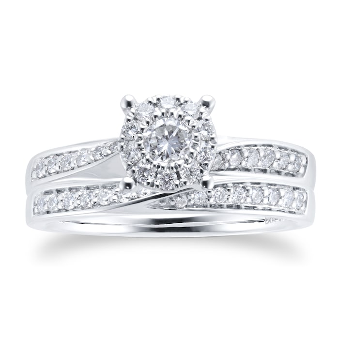 Goldsmiths Platinum 0.50ct Diamond Multi Stone Bridal Set