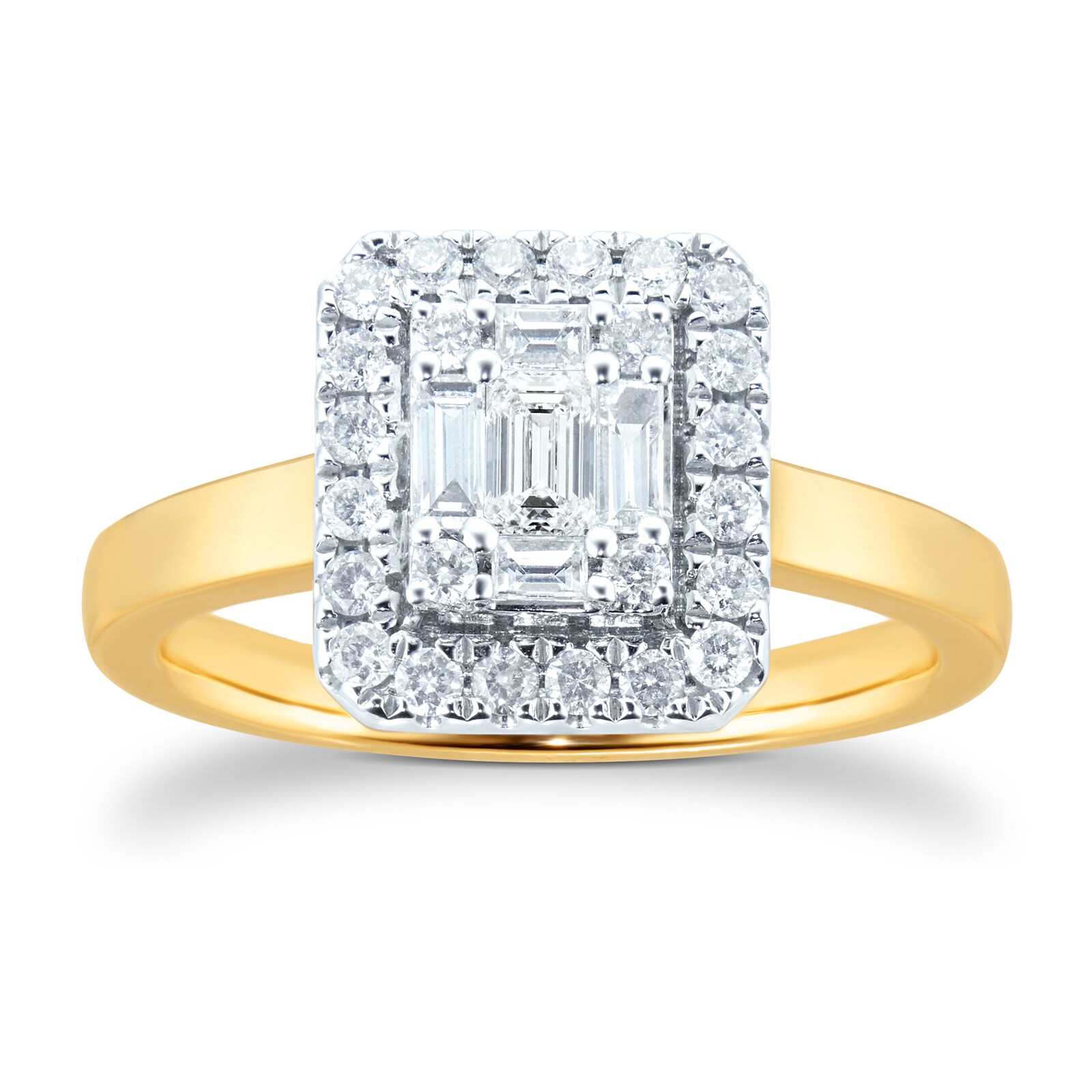 Goldsmiths 18ct Yellow Gold 0.60cttw Mixed Cut Diamond Cluster Ring Goldsmiths 18ct Yellow Gold 0.60cttw Mixed Cut Diamond Cluster Ring