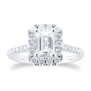 Best Luxury 
Platinum 1.20cttw Emerald Cut Halo Diamond Engagement Ring