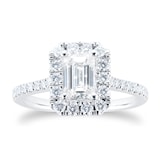 Goldsmiths Platinum 1.20cttw Emerald Cut Halo Diamond Engagement Ring
