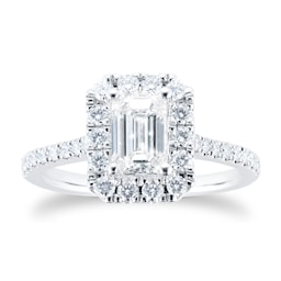 06018746 - Platinum 1.20cttw Emerald Cut Halo Diamond Engagement Ring