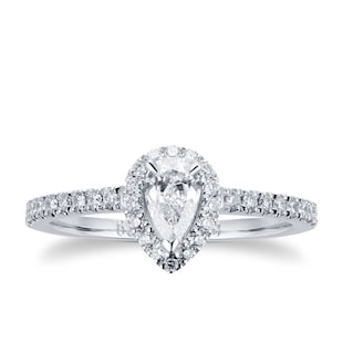 Mappin & Webb Platinum Amelia 0.53ct Pear Halo Engagement Ring