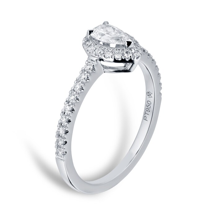 Mappin & Webb Platinum Amelia 0.53ct Pear Halo Engagement Ring