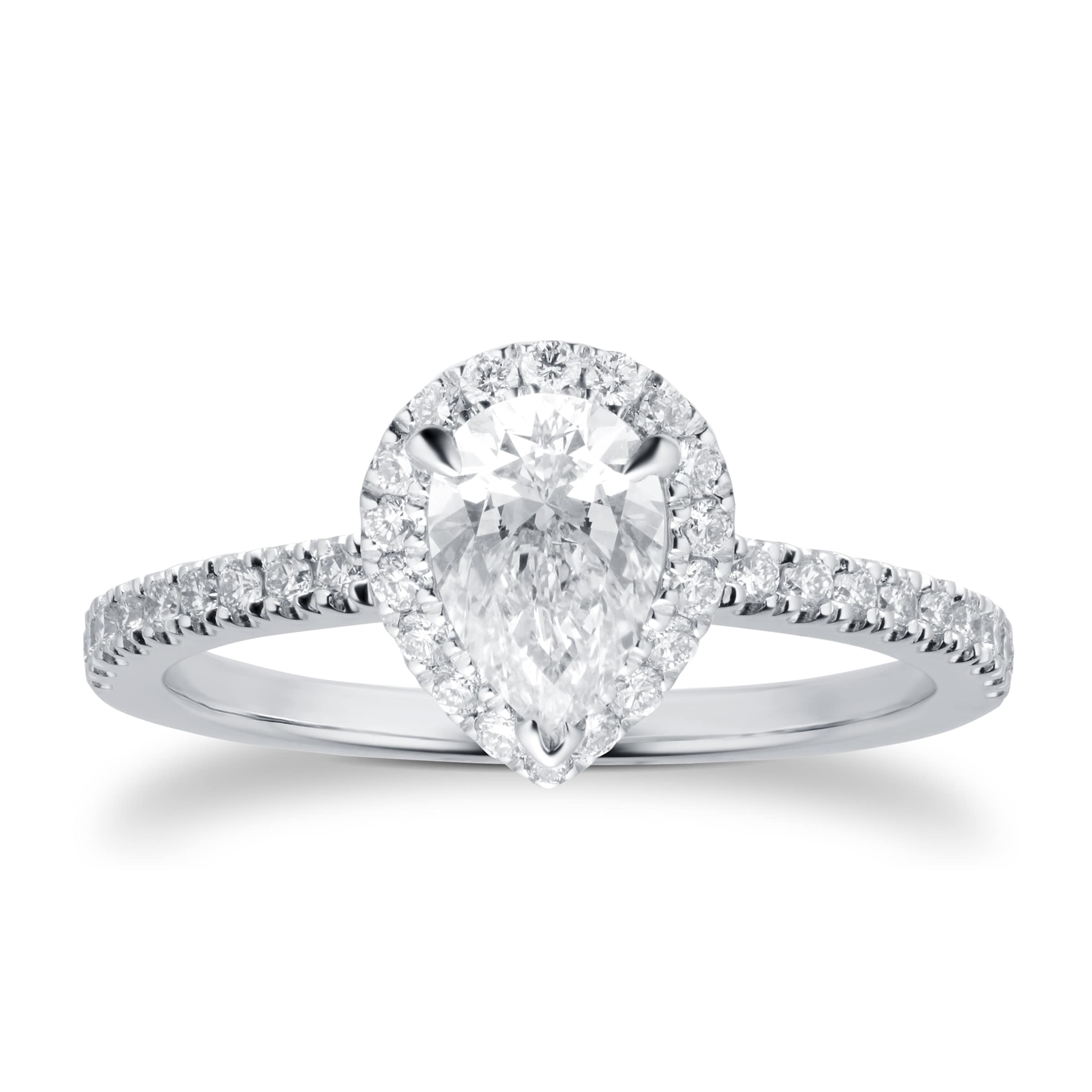 Platinum Amelia 0.90ct Pear Halo Engagement Ring - Ring Size M