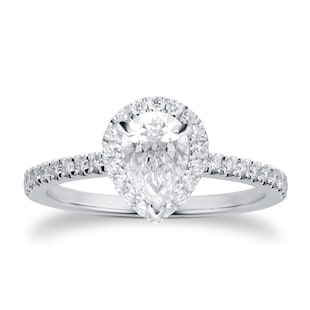 Mappin & Webb Platinum Amelia 0.90ct Pear Halo Engagement Ring