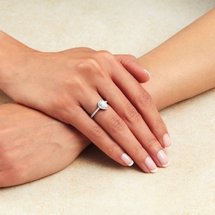 Mappin & Webb Platinum Amelia 0.90ct Pear Halo Engagement Ring