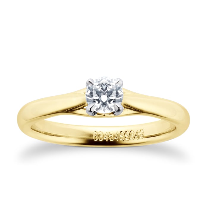 Mappin & Webb 18ct Yellow Gold Ena Harkness 0.33ct Solitaire Engagement Ring