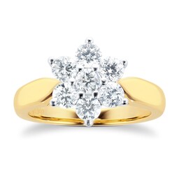 06018762160 - 18ct Yellow Gold 1.01cttw Diamond Cluster Ring