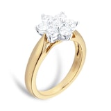 Goldsmiths 18ct Yellow Gold 1.01ct Goldsmiths Brightest Diamond Cluster Ring - Ring Size L