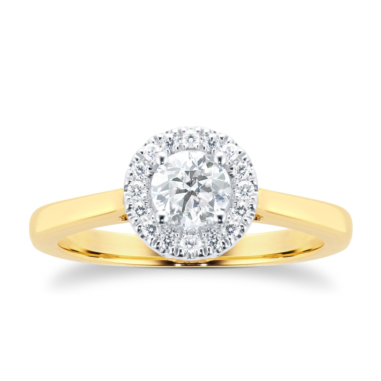 18ct Yellow Gold 0.50ct Goldsmiths Brightest Diamond Ring - Ring Size Q