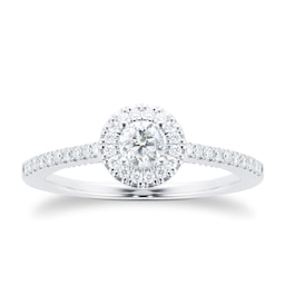 06018765 - Platinum 0.50cttw Brilliant Cut Diamond Halo Set Shoulder Engagement Ring