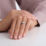 Goldsmiths Platinum 0.95cttw Brilliant Cut Diamond Halo Set Shoulder Engagement Ring