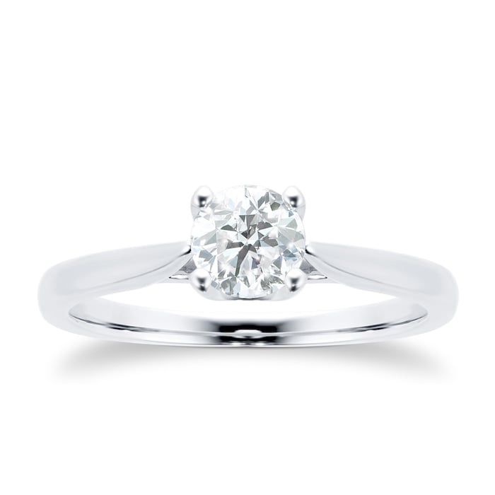 Goldsmiths 18ct White Gold Brilliant Cut 0.50 Carat 88 Facet Diamond Ring