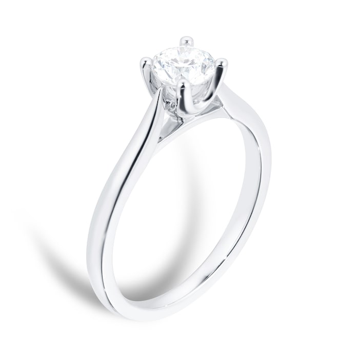 Goldsmiths 18ct White Gold Brilliant Cut 0.50 Carat 88 Facet Diamond Ring